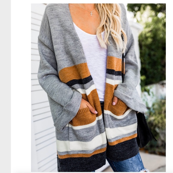 NWT! Vici "Gibson" Striped Pocketed Cardigan - Picture 3 of 8